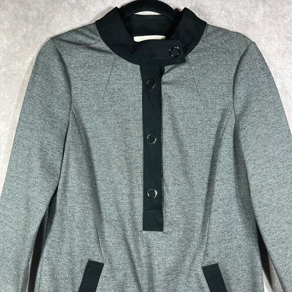 Etcetera Dress Womens 2‎ Gray Black Long Sleeves Button Front Midi Career Modern - Picture 2 of 10